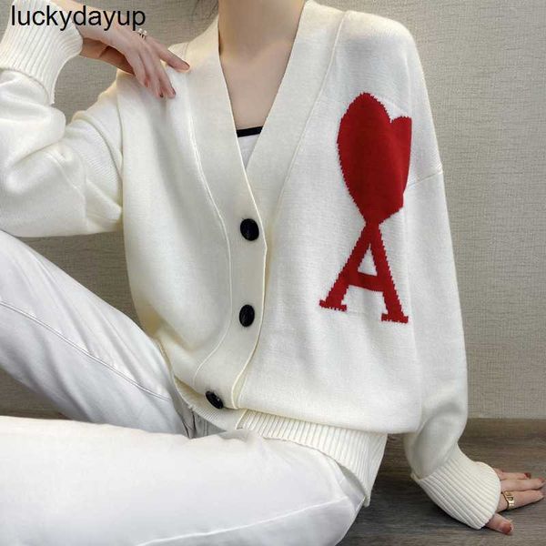 men's sweaters designer star's same v-neck knitted cardigan women's love amis embroidery loose large lazy heart streetwear, White;black
men's sweaters designer star's same v-neck knitted cardigan women's love amis embroidery loose large lazy heart streetwear, White;black