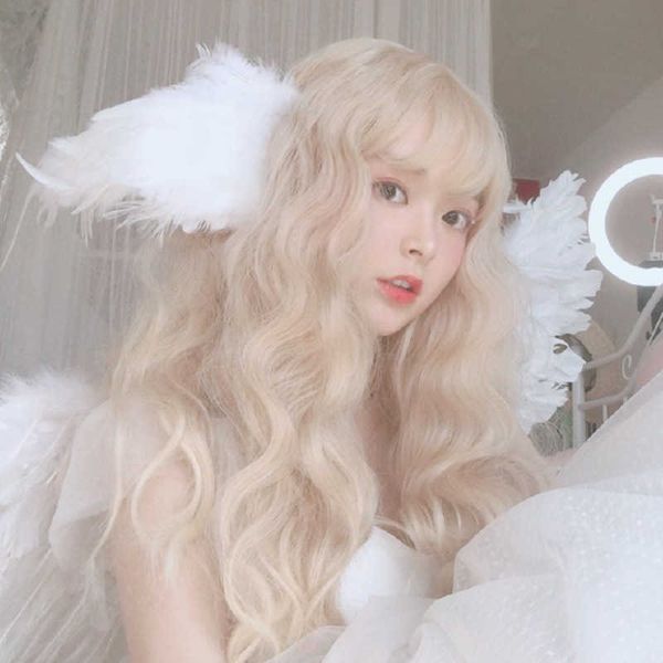 hair lace wigs wig female net red corn perm long hair air bangs wool curly head set, Black
hair lace wigs wig female net red corn perm long hair air bangs wool curly head set, Black