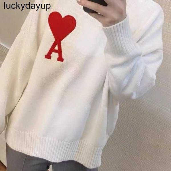 men's sweaters designer winter new amis embroidery neck knitted sweater loose fashion brand sweater lovers, White;black
men's sweaters designer winter new amis embroidery neck knitted sweater loose fashion brand sweater lovers, White;black
