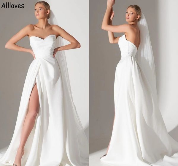 minimalist simpel satin a line wedding dresses sweetheart pleats side slit boho garden bridal gowns fashion backless sweep train robes de ma, White
minimalist simpel satin a line wedding dresses sweetheart pleats side slit boho garden bridal gowns fashion backless sweep train robes de ma, White
