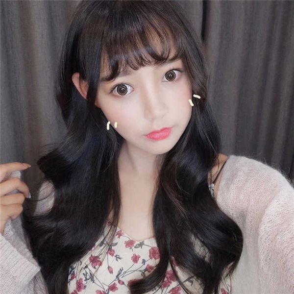 hair lace wigs female japan and south korea air bangs long hair big wave net red live broadcast with goods the same wig, Black
hair lace wigs female japan and south korea air bangs long hair big wave net red live broadcast with goods the same wig, Black