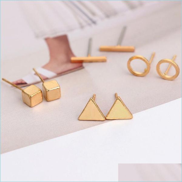 stud new round triangle studs earrings shaped sier gold black color alloy stud earring for women ear jewelry 4 pairs drop delivery dhqdw, Golden;silver
stud new round triangle studs earrings shaped sier gold black color alloy stud earring for women ear jewelry 4 pairs drop delivery dhqdw, Golden;silver