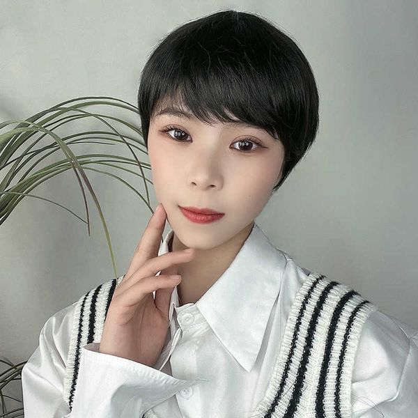 hair lace wigs female short natural set wig ffy handsome bobo head korean hairstyle air bangs, Black
hair lace wigs female short natural set wig ffy handsome bobo head korean hairstyle air bangs, Black