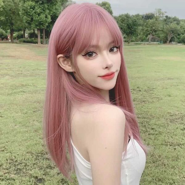 hair lace wigs medium long straight hair female qi bangs korean version fashion high temperature silk chemical fiber wig head cover, Black
hair lace wigs medium long straight hair female qi bangs korean version fashion high temperature silk chemical fiber wig head cover, Black