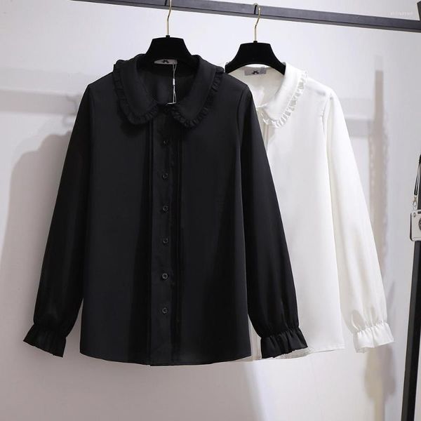 women's blouses 61576 spring fall chiffon blouse chic ruffle doll collar solid color all match office lady brand shirts, White
women's blouses 61576 spring fall chiffon blouse chic ruffle doll collar solid color all match office lady brand shirts, White