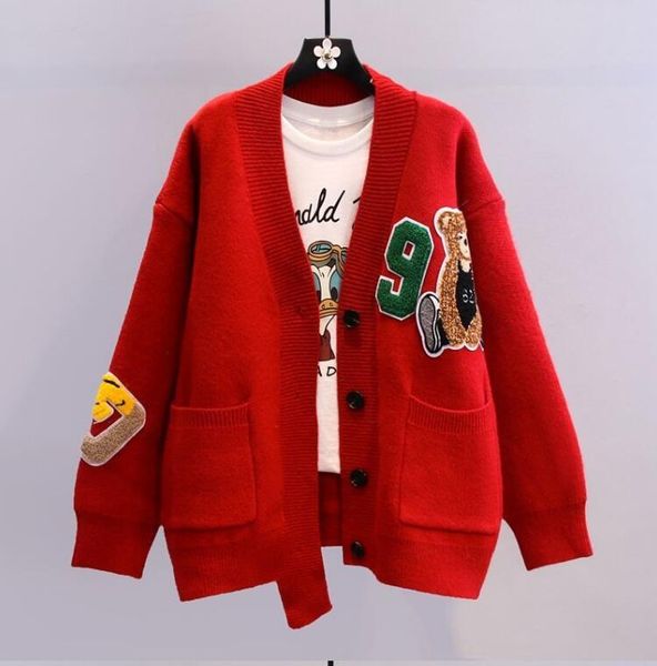 women's sweaters cardigan japanese cartoon embroidery winter design sense niche sweet cool loose korean knit sweater y2k clothes, White;black
women's sweaters cardigan japanese cartoon embroidery winter design sense niche sweet cool loose korean knit sweater y2k clothes, White;black