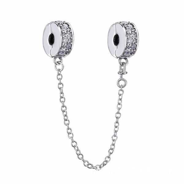925 sterling silver shining elegance clip safety chain with clear pave cz charm fits european pandora jewelry bead bracelets249i, Black
925 sterling silver shining elegance clip safety chain with clear pave cz charm fits european pandora jewelry bead bracelets249i, Black