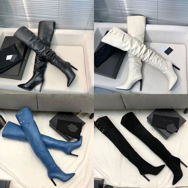 2022 designer women pointed overlord knee-high boots ysl family fashion black white blue leather boots winter ladys metal buckle stiletto he
2022 designer women pointed overlord knee-high boots ysl family fashion black white blue leather boots winter ladys metal buckle stiletto he