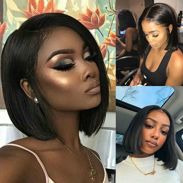 hair lace wigs side bobo short straight hair ffy natural chemical fiber head women's wig cover, Black
hair lace wigs side bobo short straight hair ffy natural chemical fiber head women's wig cover, Black