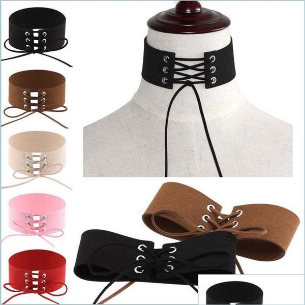 chokers vintage wrap tie up necklace punk gothic veet leather choker women novelty gifts drop delivery jewelry necklaces pendant dhn6w, Golden;silver
chokers vintage wrap tie up necklace punk gothic veet leather choker women novelty gifts drop delivery jewelry necklaces pendant dhn6w, Golden;silver