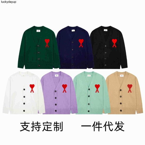 men's sweaters designer amis embroidery winter breasted solid color cardigan men women fashion brand sweaters, White;black
men's sweaters designer amis embroidery winter breasted solid color cardigan men women fashion brand sweaters, White;black