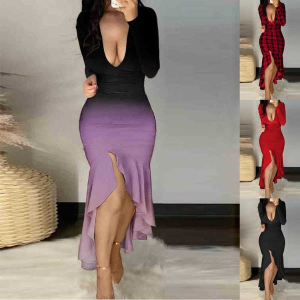 autumn and winter 2022 new women's deep v-neck long sleeve high waist split hip wrap dress, Black;gray
autumn and winter 2022 new women's deep v-neck long sleeve high waist split hip wrap dress, Black;gray