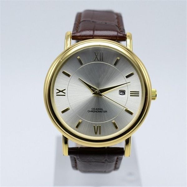 drop quartz leather band 40mm gold case luxury men designer watch auto date analog men watches gifts men wri253f, Slivery;brown
drop quartz leather band 40mm gold case luxury men designer watch auto date analog men watches gifts men wri253f, Slivery;brown