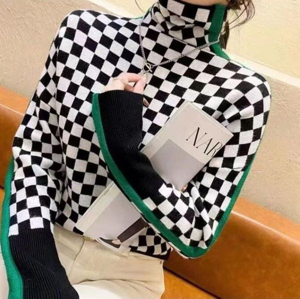 women's sweaters winter turtleneck sweater warm pullover commuter elegant loose casual retro contrast color sweater, White;black
women's sweaters winter turtleneck sweater warm pullover commuter elegant loose casual retro contrast color sweater, White;black