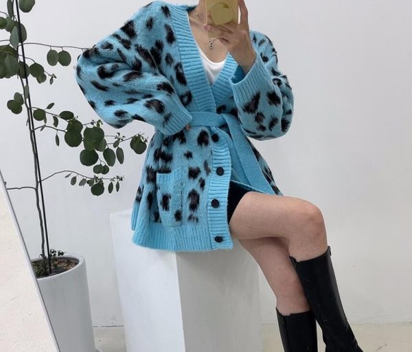 women's sweaters v-neck leopard print waist tie knitted cardigan soft gentle oversized sweater single breasted sweaters, White;black
women's sweaters v-neck leopard print waist tie knitted cardigan soft gentle oversized sweater single breasted sweaters, White;black