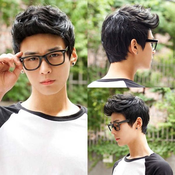 hair lace wigs men's fashion handsome aircraft head short hair chemical fiber wig headgear, Black
hair lace wigs men's fashion handsome aircraft head short hair chemical fiber wig headgear, Black