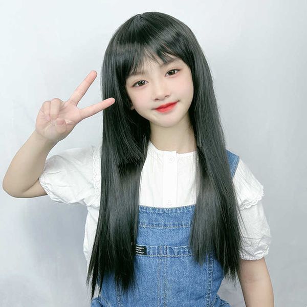 hair lace wigs children's wig little girl's imitation long straight hair princ ita cut head with bangs, Black
hair lace wigs children's wig little girl's imitation long straight hair princ ita cut head with bangs, Black
