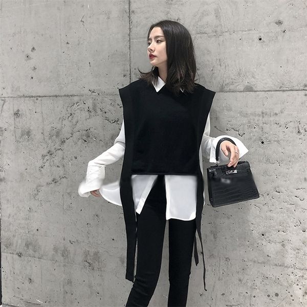 women's vests cashmere knit vest female loose fashion sleeve round neck sleeveless sweater short paragraph attyyws soft and warm 221109, Black;white
women's vests cashmere knit vest female loose fashion sleeve round neck sleeveless sweater short paragraph attyyws soft and warm 221109, Black;white