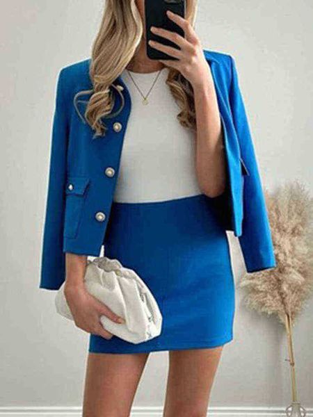 klkxmyt met women suits with skirt sets pearl button cropped blazer woman 2 piece short jacket suit mini skirts female set j220813, White;black
klkxmyt met women suits with skirt sets pearl button cropped blazer woman 2 piece short jacket suit mini skirts female set j220813, White;black