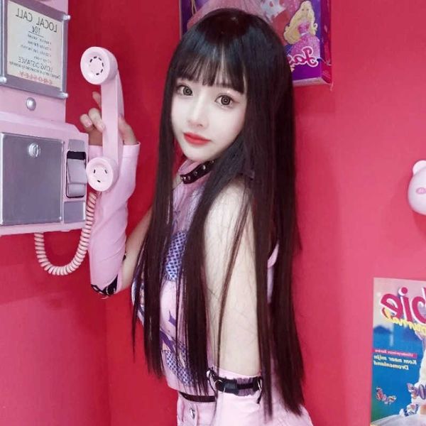 hair lace wigs wig straight comic bangs long hair ffy face chemical fiber kwai quick hand., Black
hair lace wigs wig straight comic bangs long hair ffy face chemical fiber kwai quick hand., Black
