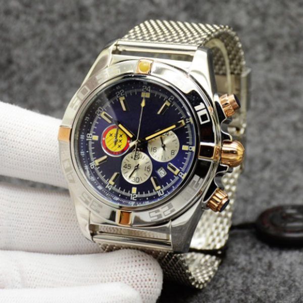 luxury quartz watch men's chronograph patrouille air gold stainless steel navitimer two tone blue dial 50th anniversary wristwatches ch, Slivery;brown
luxury quartz watch men's chronograph patrouille air gold stainless steel navitimer two tone blue dial 50th anniversary wristwatches ch, Slivery;brown