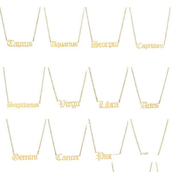 pendant necklaces 18k gold plated stainless steel horoscope necklaces old english letter 12 zodiac sign nameplate necklace drop deli dhvuc, Silver
pendant necklaces 18k gold plated stainless steel horoscope necklaces old english letter 12 zodiac sign nameplate necklace drop deli dhvuc, Silver