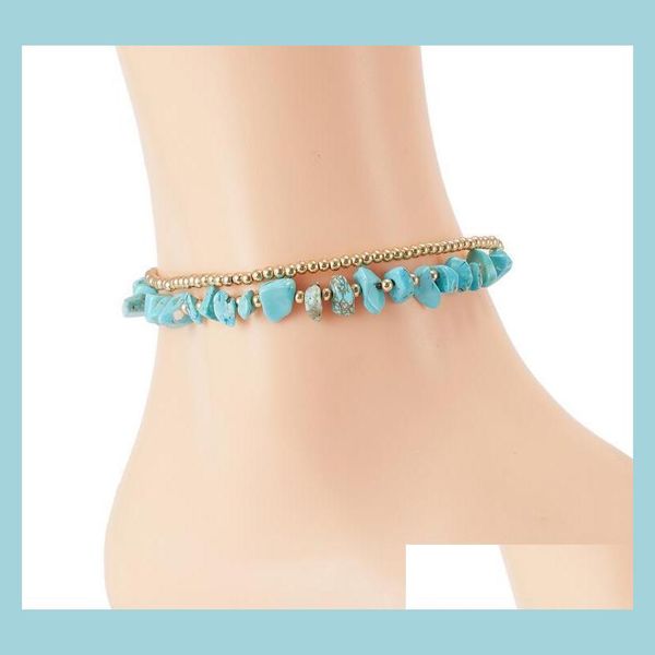 anklets bohemian style natural gravel stone anklet doublelayer retro bell hand woven beaded foot chain 6 colors drop delivery jewelry dhp4q, Red;blue
anklets bohemian style natural gravel stone anklet doublelayer retro bell hand woven beaded foot chain 6 colors drop delivery jewelry dhp4q, Red;blue