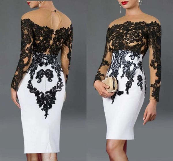 luxurious sheath short cocktail party dress 2023 illusion neck long sleeve lace prom evening gowns night club dresses robe de soriee, Black
luxurious sheath short cocktail party dress 2023 illusion neck long sleeve lace prom evening gowns night club dresses robe de soriee, Black