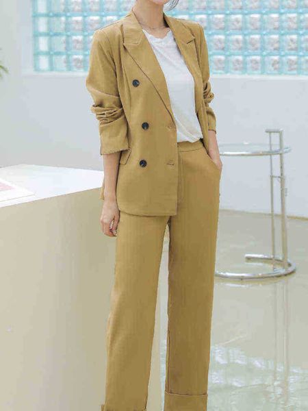 women pants suit casual buttons jacket with pencil pants female 2 pieces blazer set ladies fashion elegant pantsuit outfits j220813, White;black
women pants suit casual buttons jacket with pencil pants female 2 pieces blazer set ladies fashion elegant pantsuit outfits j220813, White;black