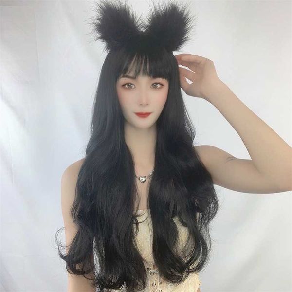hair lace wigs korean wig female air bangs black big wave long curly hair net red face trimming high temperature silk head cover
hair lace wigs korean wig female air bangs black big wave long curly hair net red face trimming high temperature silk head cover