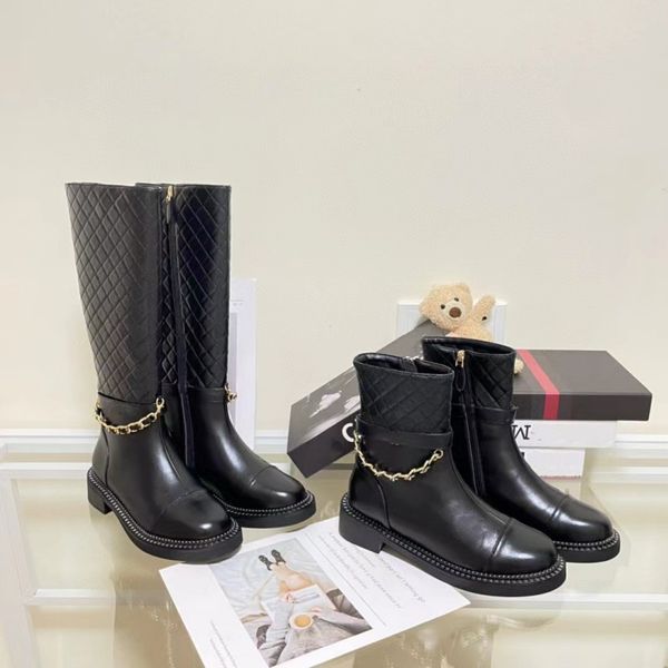 knee boots new designer women side zipper ankle boot metal chain plaid high boot leather autumn winter fashion booties outdoor black calfski
knee boots new designer women side zipper ankle boot metal chain plaid high boot leather autumn winter fashion booties outdoor black calfski