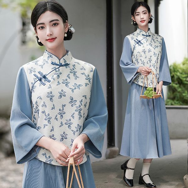 hanfu chinese style tang qi zen tea dress retro tang suit jacket autumn and winter republican students cheongsam two-piece set, White
hanfu chinese style tang qi zen tea dress retro tang suit jacket autumn and winter republican students cheongsam two-piece set, White