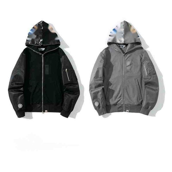 ba 22 pe designer hooded jacket shark embroidered zipper cardigan quality collar american hip hop coat loose casual mens and, Black
ba 22 pe designer hooded jacket shark embroidered zipper cardigan quality collar american hip hop coat loose casual mens and, Black