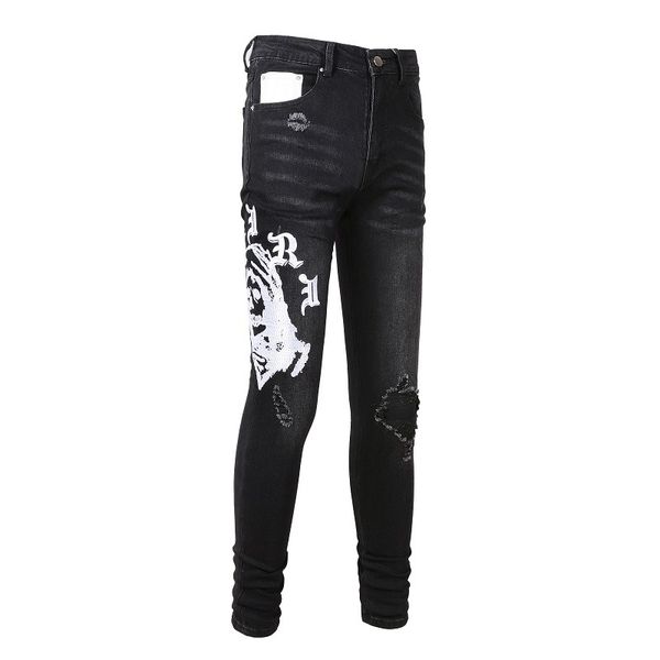 men's jeans european and american high street patch embroidered figure pattern jeans slim denim leggings black pants, Blue
men's jeans european and american high street patch embroidered figure pattern jeans slim denim leggings black pants, Blue
