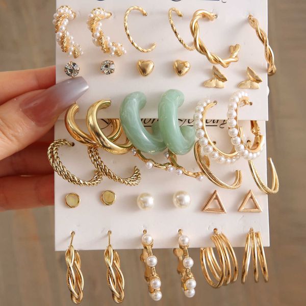 c-type charm earrings creative temperament pearl circle earring set nine piece set, Golden
c-type charm earrings creative temperament pearl circle earring set nine piece set, Golden