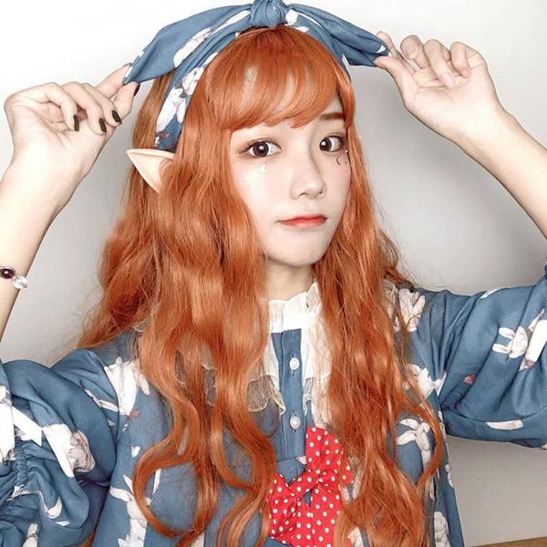 hair lace wigs cos female curly ffy corn perm dyed long hair net red dirty orange wig head set, Black
hair lace wigs cos female curly ffy corn perm dyed long hair net red dirty orange wig head set, Black