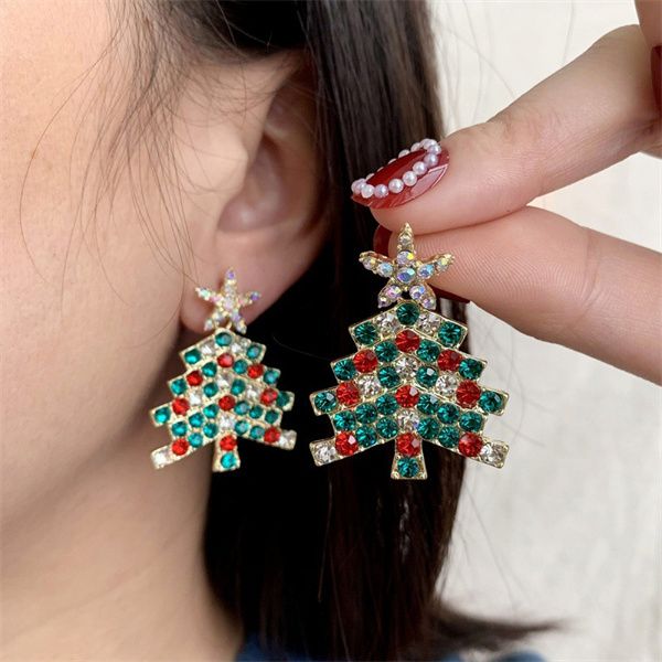 christmas new charm fashion set with five pointed zircon christmas tree color diamond earrings for women ae471, Golden
christmas new charm fashion set with five pointed zircon christmas tree color diamond earrings for women ae471, Golden