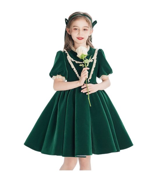 children's princess dress palace style velvet green kid birthday spring summer dress party wedding christmas dresses a9295, Red;yellow
children's princess dress palace style velvet green kid birthday spring summer dress party wedding christmas dresses a9295, Red;yellow