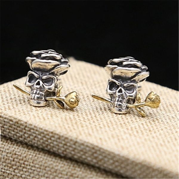 skull flower stud 925 sterling silver earrings hand-made designer vintage luxury jewelry accessories gift, Golden;silver
skull flower stud 925 sterling silver earrings hand-made designer vintage luxury jewelry accessories gift, Golden;silver