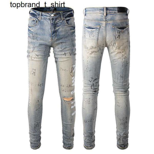 men's jeans fashion designer amirs spray paint colorful letters denim cotton youth black skinny streetwear jeans, Blue
men's jeans fashion designer amirs spray paint colorful letters denim cotton youth black skinny streetwear jeans, Blue