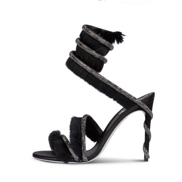 rabbit 's hair stiletto heel sandals rene caovilla cleo crystal studded snake strass ankle wraparound dress shoes designers 9.5cm high, Black
rabbit 's hair stiletto heel sandals rene caovilla cleo crystal studded snake strass ankle wraparound dress shoes designers 9.5cm high, Black
