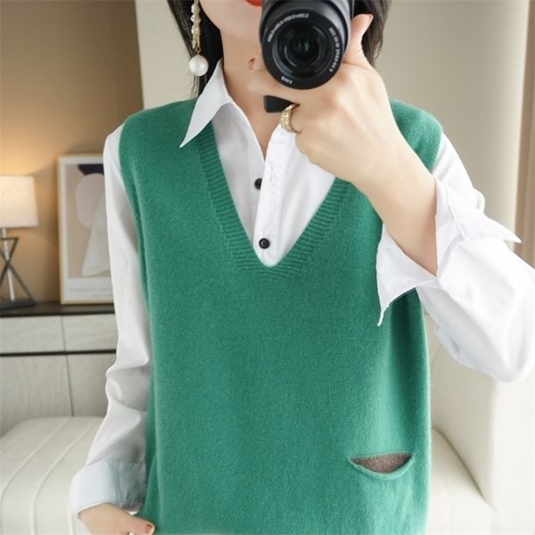 women's vests pure wool sweater 100% knitted pullover vest ladies loose v-neck fashion all-match autumn and winter style waistcoat 2211, Black;white
women's vests pure wool sweater 100% knitted pullover vest ladies loose v-neck fashion all-match autumn and winter style waistcoat 2211, Black;white