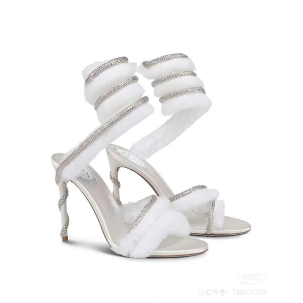 rene caovilla leather margo and fur heels sandals rhinestone embellished snake stiletto heel sandals luxury designers ankle wraparound shoe, Black
rene caovilla leather margo and fur heels sandals rhinestone embellished snake stiletto heel sandals luxury designers ankle wraparound shoe, Black