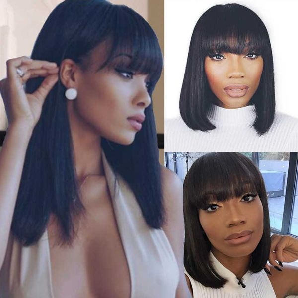 hair lace wigs wig women's bangs bobo head medium gth straight hair mechanism chemical fiber headgear, Black
hair lace wigs wig women's bangs bobo head medium gth straight hair mechanism chemical fiber headgear, Black