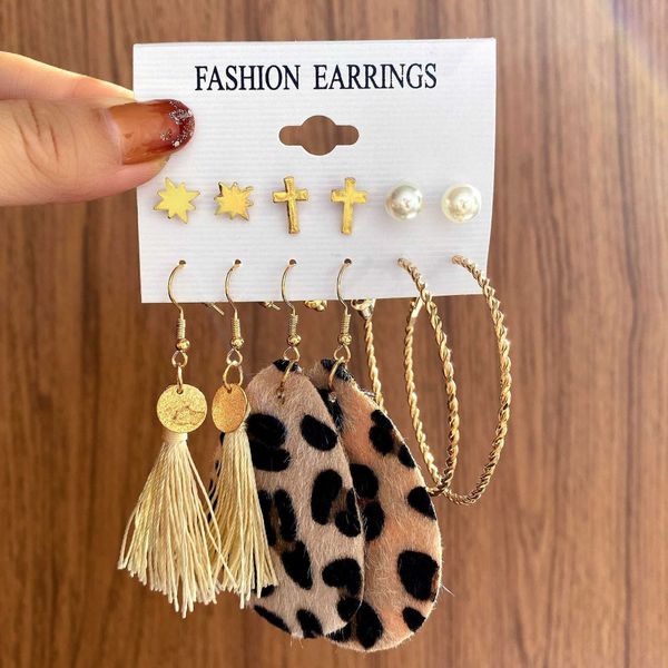 51109 jewelry charm new tassel earring set six piece creative leopard earrings, Golden
51109 jewelry charm new tassel earring set six piece creative leopard earrings, Golden