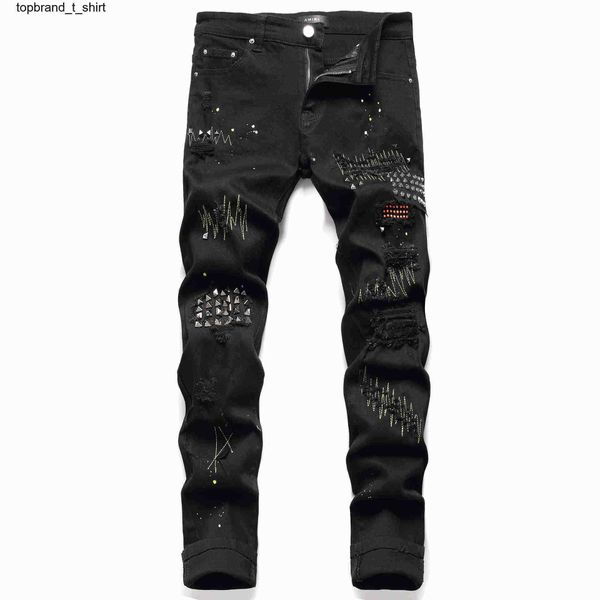 men's jeans fashion brand amirs elastic cotton black designer patch cloth willow nail paint fashion streetwear men's jeans, Blue
men's jeans fashion brand amirs elastic cotton black designer patch cloth willow nail paint fashion streetwear men's jeans, Blue