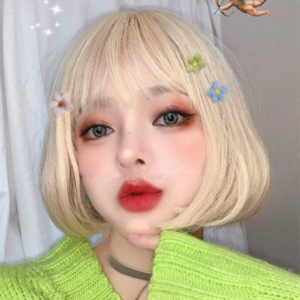 hair lace wigs women's league style white wig air bangs short straight hair bobs trim headgear, Black
hair lace wigs women's league style white wig air bangs short straight hair bobs trim headgear, Black