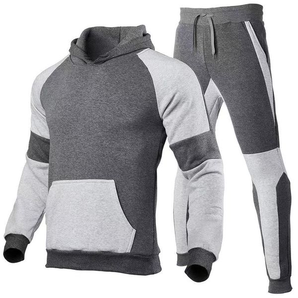 cross border autumn/winter fleece spliced outdoor sport men's fashion printed casual hoodie suit tracksuit, Gray
cross border autumn/winter fleece spliced outdoor sport men's fashion printed casual hoodie suit tracksuit, Gray