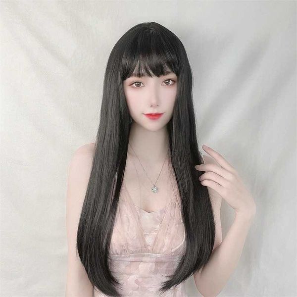 hair lace wigs straight air bangs long hair micro curl inner buckle temperament trim face chemical fiber wig female, Black
hair lace wigs straight air bangs long hair micro curl inner buckle temperament trim face chemical fiber wig female, Black