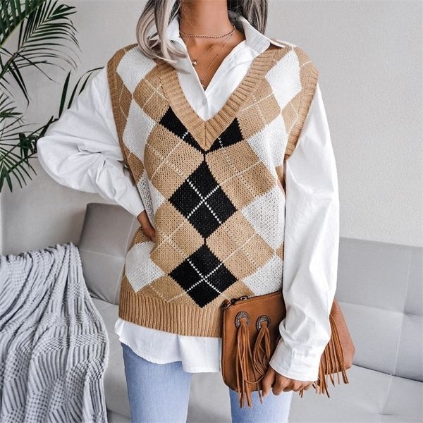 women's vests women knitted sweater vest pullover autumn college style loose v-neck elegant fashion casual diamond sweaters 221109, Black;white
women's vests women knitted sweater vest pullover autumn college style loose v-neck elegant fashion casual diamond sweaters 221109, Black;white